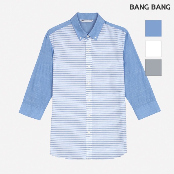 BIG 공용 스트라이프 소매배색 셔츠 (BSC503)